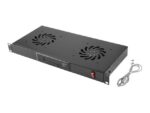 Lanberg 19 fan unit/ventilation panel with LCD 2 fans + thermostat 230V | AK-1502-B | Black
