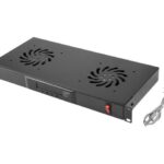 Lanberg 19 fan unit/ventilation panel with LCD 2 fans + thermostat 230V | AK-1502-B | Black