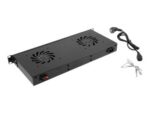 Lanberg 19 fan unit/ventilation panel with LCD 2 fans + thermostat 230V | AK-1502-B | Black - Image 4