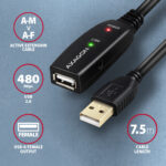 AXAGON Active extension cable, 7.5 m | ADR-207 | USB Type-A to USB Type-A - Image 3