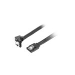 Lanberg SATA Data III (6GB/s) Kabelis 50CM leņķveida metāla saspraudes | CA-SASA-13CU-0050-BK