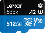 Lexar | Высокопроизводительная память 633x | UHS-I | 512 ГБ | MicroSDXC | Флэш-память класса 10