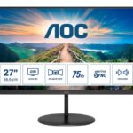 AOC | LCD monitors | Q27V4EA | 27 | IPS | QHD | 16:9 | 75 Hz | 4 ms | 2560 x 1440 | 250 cd/m² | Austiņu izeja | HDMI pieslēgvietu skaits: 1 | Garantija 36 mēneši