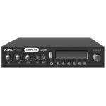 Shure | Yes | Outputs: Low impedance output: 4 Ω (Phoenix connector); Hi impedance: 100 V (Phoenix connector); Line output (stereo RCA). MIC inputs: Sensitivity: -45 dBu; Connector: MIC 1 – Phoenix; Priority: MIC 1 only, switchable; Phantom power: MIC 1 only, 24 VDC, switchable. AUX input: Low impedance output: 4 Ω (Phoenix connector); Hi impedance: 100 V (Phoenix connector); Line output (stereo RCA).
