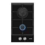 Simfer | Hob | H3.201.TGRSP | Gas on glass | Number of burners/cooking zones 2 | Rotary knobs | Black