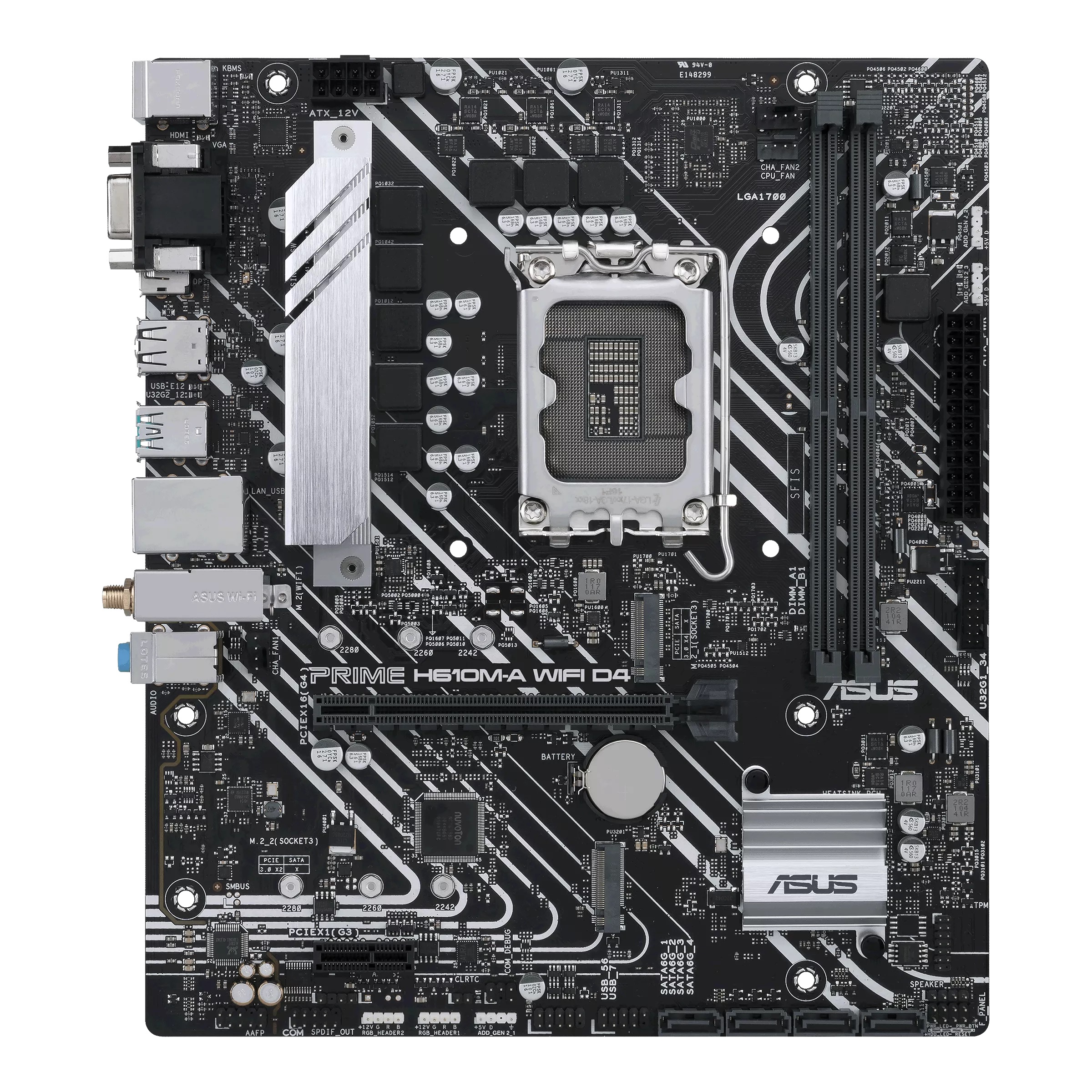original-45323.jpg Asus | PRIME H610M-A WIFI D4 | Processor family Intel | Processor socket LGA1700 | DDR4 DIMM | Memory slots 2 | Supported hard disk drive interfaces SATA, M.2 | Number of SATA connectors 4 | Chipset Intel H610 | mATX - Image 1