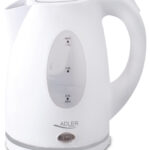 Adler | Tējkanna | AD 1207 | Standarta | 2000 W | 1,5 L | Plastmasa | 360° rotējoša pamatne | Balta