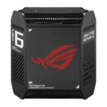 Wifi 6 802.11ax trīsjoslu gigabitu spēļu tīkla maršrutētājs | GT6 ROG Rapture (1 komplekts) | 802.11ax | 574+4804+4804 Mbit/s | 10/100/1000 Mbit/s | Ethernet LAN (RJ-45) porti: 3 | Tīkla atbalsts: Jā | MU-MiMO: Jā | Nē, mobilais platjoslas savienojums | Antenas tips: Iekšējā