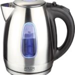 Adler | Tējkanna | AD 1223 | Standarta | 2200 W | 1,7 L | Nerūsējošais tērauds | 360° rotējoša pamatne | Nerūsējošais tērauds