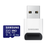 Samsung | Карта памяти microSD PRO Plus с USB-адаптером | 512 ГБ | MicroSDXC | Флэш-память класса U3, V30, A2