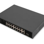 Digitus | 16 portu ātrais Ethernet PoE slēdzis | DN-95355 | Nepārvaldīts | Montējams plauktā | 10/100 Mbps (RJ-45) pieslēgvietu skaits: 16 | SFP pieslēgvietu skaits: 1