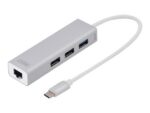 Digitus | USB C tipa 3 portu centrmezgls + gigabitu Ethernet