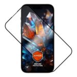 Fiksēts aizsargstikls | Ekrāna aizsargs | Apple | iPhone 15/iPhone 16 | Rūdīts stikls | Melns