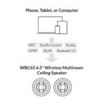Arylic | 6.5 Wireless Multiroom Ceiling Speakers, 2 pcs | WBC65 | Bluetooth | Black | 86±3 dB | Wireless connection - Image 4