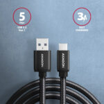 AXAGON Data and charging cable | BUCM3-AM20AB | USB Type-C to USB Type-A - Image 2