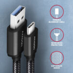 AXAGON Data and charging cable | BUCM3-AM20AB | USB Type-C to USB Type-A - Image 3