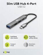 Goobay Slim 4 portu USB centrmezgls, USB-C uz USB-C/USB-A, 5 Gbit/s | 74459 - Image 2