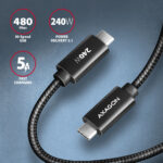 AXAGON datu un uzlādes USB 480 Mbps kabelis, 2 m | BUCM2-CM20AB | USB-C uz USB-C - Image 2