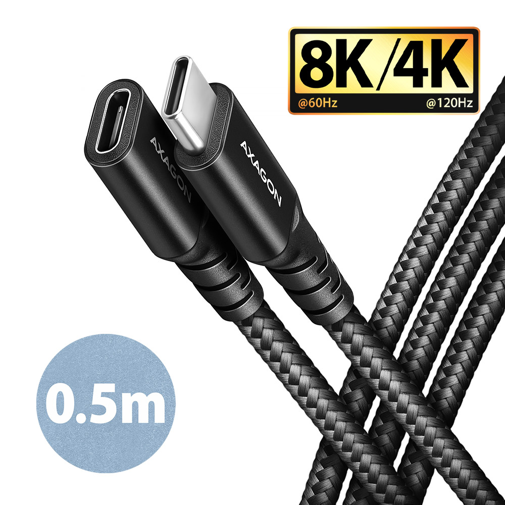 oriģināls-91850.jpg AXAGON USB pagarinājuma kabelis 20 Gbps, 0,5 m | BUCM32-CF05AB | USB-C uz USB-C - Image 1