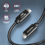 AXAGON Data and charging USB4 Gen 3x2 cable, 1 m | BUCM3-CM15AB | USB Type C - USB Type C - Image 2