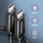 AXAGON Data and charging USB4 Gen 3x2 cable, 1 m | BUCM3-CM15AB | USB Type C - USB Type C - Image 3