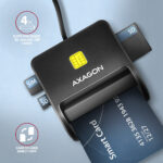 AXAGON Compact desktop USB contact Smart/ID & SD/microSD/SIM card reader with long, USB-A cable | CRE-SM3SD - Image 3