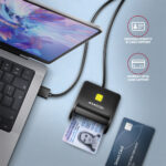 AXAGON Compact desktop USB contact Smart/ID & SD/microSD/SIM card reader with long, USB-A cable | CRE-SM3SD - Image 4