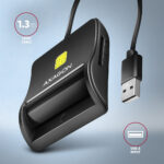 AXAGON Compact desktop USB contact Smart/ID & SD/microSD/SIM card reader with long, USB-A cable | CRE-SM3SD - Image 5