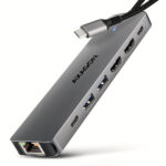 AXAGON USB-C 5Gbps DUĀLAIS 4K DISPLEJU 7in1 centrmezgls | HMC-7HX2