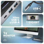 AXAGON USB-C 5Gbps GLASS 6in1 centrmezgls | HMC-6GLN - Image 3