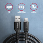 AXAGON datu un uzlādes kabelis, 2 m | BUCM-AM20AB | USB C tipa uz USB A tipa - Image 2