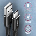 AXAGON datu un uzlādes kabelis, 2 m | BUCM-AM20AB | USB C tipa uz USB A tipa - Image 3