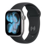 Apple Watch Series 11 GPS + Cellular 42mm Space Grey Aluminium Case with Black Sport Band - M/L | Apple