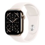 Apple Watch Series 11 GPS + Cellular 42mm Gold Titanium Case with Light Blush Sport Band - M/L | Apple