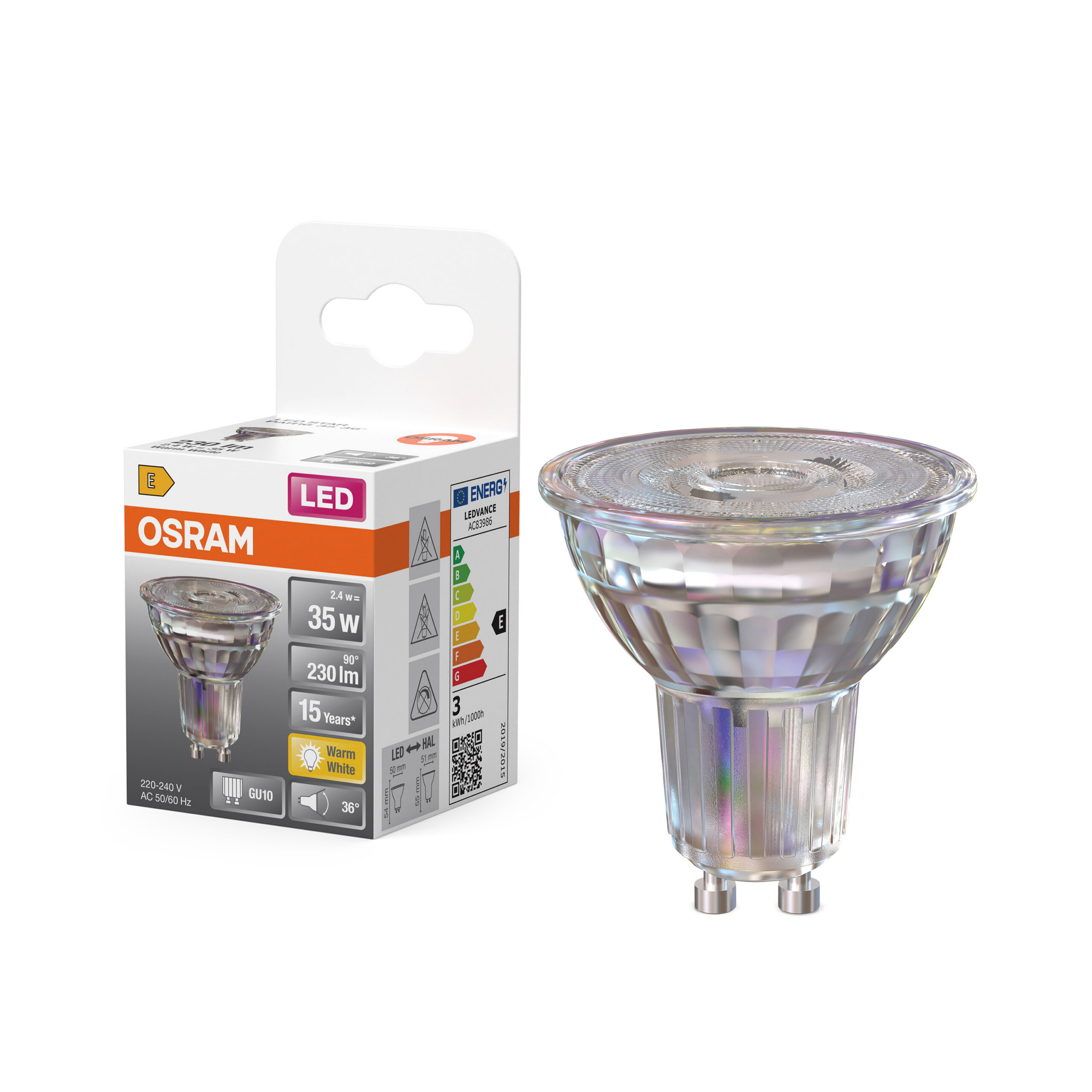 oriģināls-15608.jpg Osram Parathom reflektors | GU10 | 2,4 W | Silti balta - Image 1