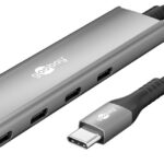 Goobay Slim 4 portu USB centrmezgls, USB-C uz USB-C, 5 Gb/s