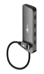 Goobay Slim 4 portu USB centrmezgls, USB-C uz USB-C, 10 Gbit/s, pelēks | 76565 - Image 2