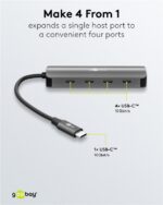 Goobay Slim 4 portu USB centrmezgls, USB-C uz USB-C, 10 Gbit/s, pelēks | 76565 - Image 5
