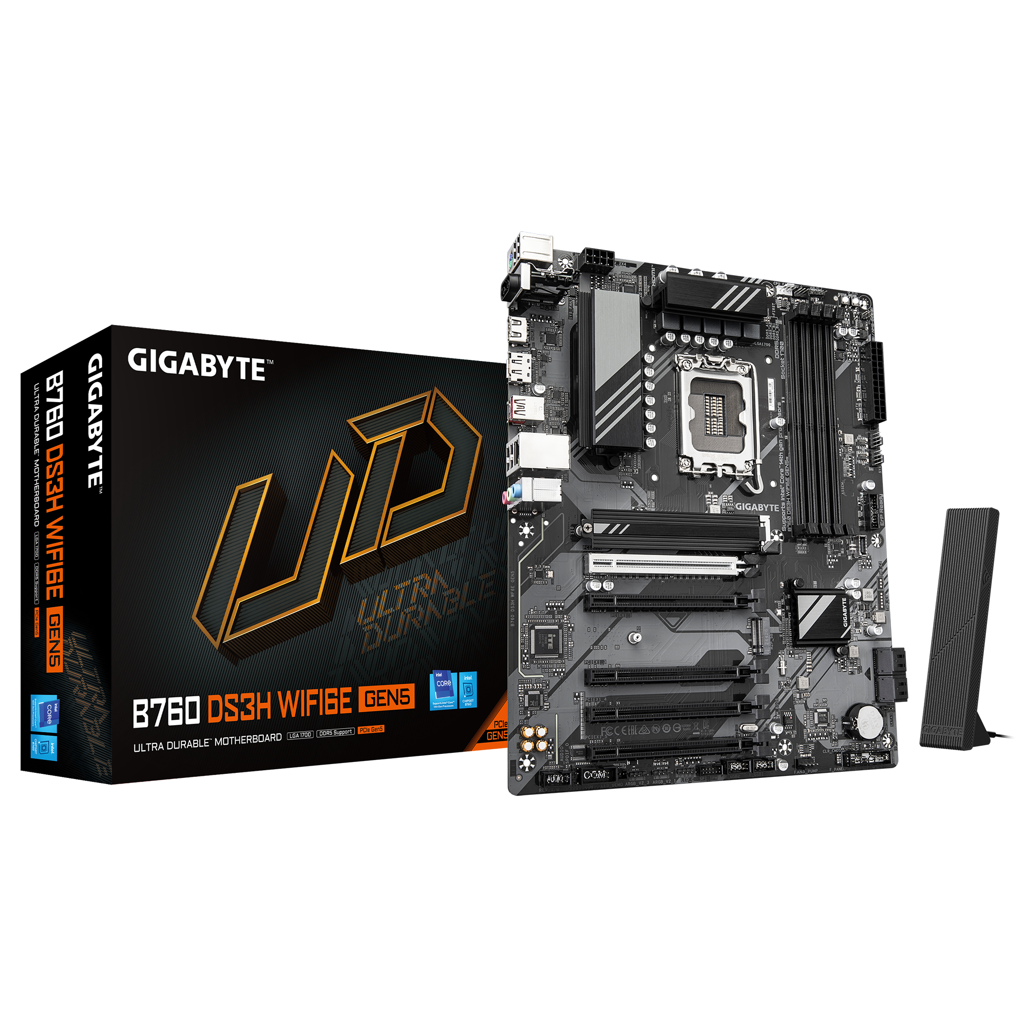 oriģināls-3671.png Gigabyte B760 DS3H WF6E GEN5 | Procesora saime Intel | Procesora ligzda LGA1700 | DDR5 | Atbalstītās cieto disku saskarnes M.2, SATA | SATA savienotāju skaits: 4 - Image 1
