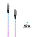 Fiksēts | Mirdzošs uzlādes kabelis USB-C/USB-C, PD atbalsts, Rainbow | FIXDLED-CC-RA - Image 2