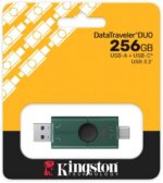 Kingston USB zibatmiņa | DataTraveler Duo | 256 GB | USB A tipa un USB C tipa | Melna/zaļa - Image 4