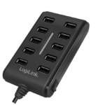 Logilink | USB centrmezgls ar 10 portu USB2.0 un strāvas adapteri 3.5A | UA0125