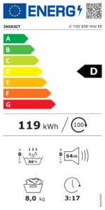 INDESIT Dryer Machine | C YSD 83D WW EE | Energy efficiency class D | Front loading | 8 kg | Heat pump | LED | Depth 54.5 cm | White - Image 7