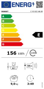 INDESIT Dryer Machine | C YD 92D WB EE | Energy efficiency class E | Front loading | 9 kg | Digital | Depth 60.7 cm | White