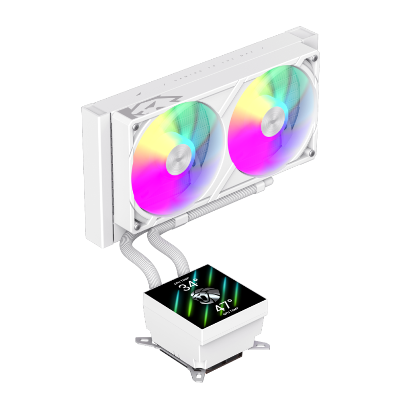 original-1663 Gamemax CPU Liquid Cooler | GLACIER 240 LCD WH | White - Image 1