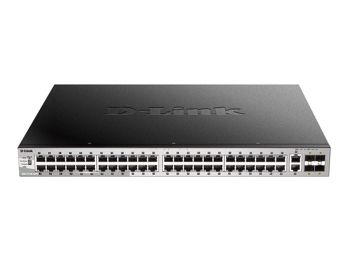 original-2344 D-LINK DGS-3130-54PS/E, 48 Gig L3 Stackable PoE Switch 2x10 Gig w/4xSFP+, Std Image | D-Link - Image 1