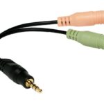 Logilink | Audio jack adapter, 4-pin, 3.5 mm stereo male to 2x 3.5mm female | 0.15 m