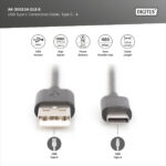 Digitus | USB C tipa savienojuma kabelis, USB-A uz USB-C | AK-300154-018-S - Image 6