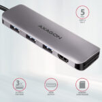 AXAGON SuperSpeed USB-C COMBO 5in1 centrmezgls | HMC-HCR3A - Image 3