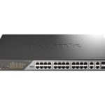 D-Link DSS-200G-28MPP/E 28-портовый гигабитный коммутатор с интеллектуальным управлением PoE+ | 24 порта PoE+ (518 Вт) + 4 комбинированных порта SFP | D-Link